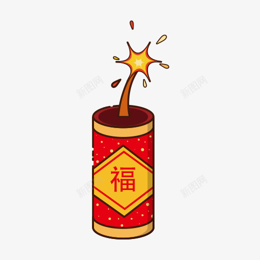 红色手绘圆柱鞭炮元素psd免抠素材_88icon https://88icon.com 光泽 圆柱 火焰 点燃 福字 红色 花纹 装饰