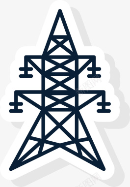 新鲜风格电塔扁平风格矢量图图标图标