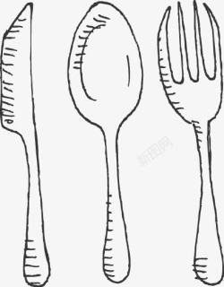 卡通手绘刀叉餐具素材
