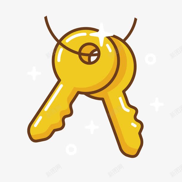 黄色钥匙png免抠素材_88icon https://88icon.com 开启 手绘 线稿 金属 钥匙 黄色