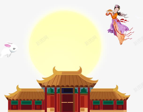 中国传统楼阁和月亮png免抠素材_88icon https://88icon.com 中国建筑 中秋 中秋节 古建筑 圆月 嫦娥 月亮 楼阁 玉兔 节日