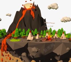 3D模拟火山卡通火山高清图片