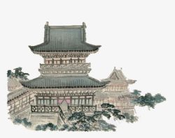 古代日本浮世绘阁楼高清图片
