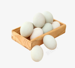 白色鸭蛋白色木盒腌制咸鸭蛋高清图片