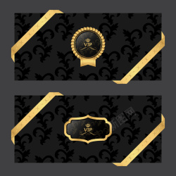 金色欧式VIP会员卡背景矢量图海报