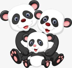 幸福的熊猫三口之家素材