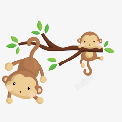调皮的小猴子卡通小猴子动物矢量图高清图片