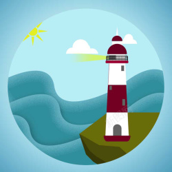 海面插画海面上的灯塔高清图片