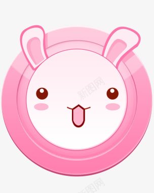 不规则形状可爱粉色小白兔按钮图标图标