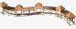 木制弧形廊桥素材
