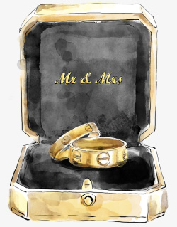 求婚纪念日礼物戒指手绘盒子里面的戒指高清图片