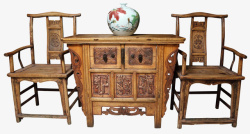 古典木雕民国太师椅二门柜素材