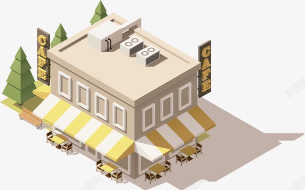 立体3D地标建筑咖啡馆元素png免抠素材_88icon https://88icon.com 咖啡馆 手绘房屋卡通装饰 立体建筑卡通设计 简约 简约3D模型房屋 简约地标建筑