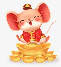 坐着的老鼠老鼠坐着金元宝高清图片