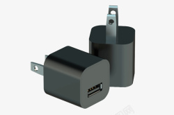 充电头免抠素材黑色充电头苹果数据头高清图片