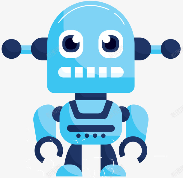天蓝色竖向机器人png免抠素材_88icon https://88icon.com 人工智能机器人 卡通风格 天蓝色 扁平风格 智能化 竖向