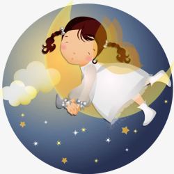 睡着的怀孕女人卡通插图睡着做梦的女孩高清图片