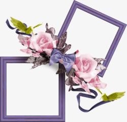 矩形相框花朵装饰两个边框高清图片