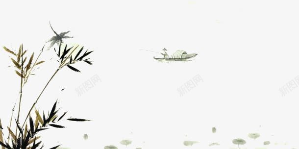 装饰图案png免抠素材_88icon https://88icon.com 中国风 墨竹 水墨画 简笔山水画