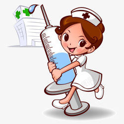 卡通抱着针筒的护士矢量图素材