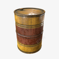 黄色桶一个黄红大桶装机油桶高清图片