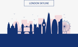 伦敦城市建筑剪影旅游海报素矢量图素材