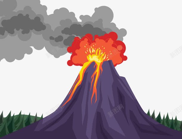 火山爆发png免抠素材_88icon https://88icon.com Q版小火车 手绘卡通 火山手绘 火山爆发 火焰山卡通 火车 装饰图案