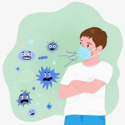 人感冒和病菌素材