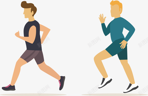 两个跑步的男士矢量图ai免抠素材_88icon https://88icon.com 晨跑 男士 跑步模特 运动 矢量图