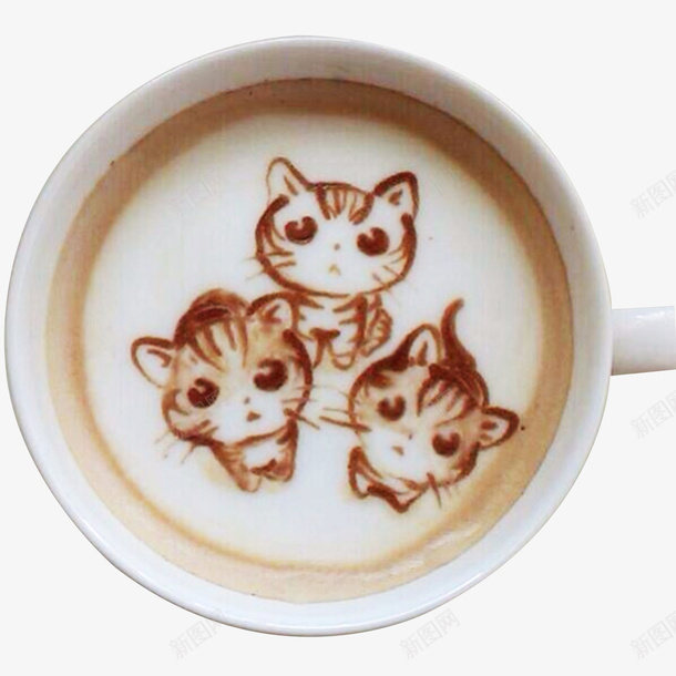 三只小猫咖啡png免抠素材_88icon https://88icon.com 产品实物 咖啡 咖啡拉花 奶沫 小猫 拉花 杯子 猫 花式 花式咖啡 食物 餐饮 饮品