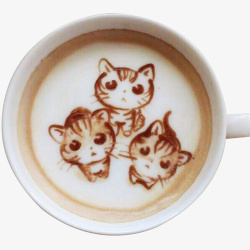 奶沫三只小猫咖啡高清图片