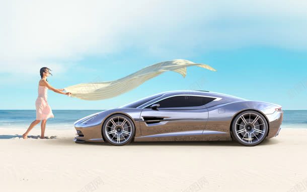 沙滩女人豪华银色轿车jpg设计背景_88icon https://88icon.com 女人 沙滩 沙滩上的女人 豪华 轿车 银色