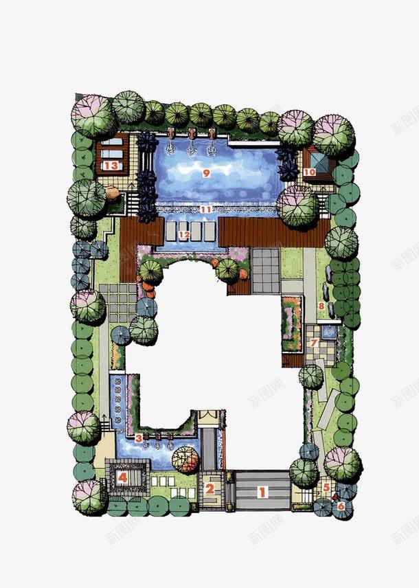 建筑平面图png免抠素材_88icon https://88icon.com 建筑设计 建筑鸟瞰图 手绘平面图 景观规划