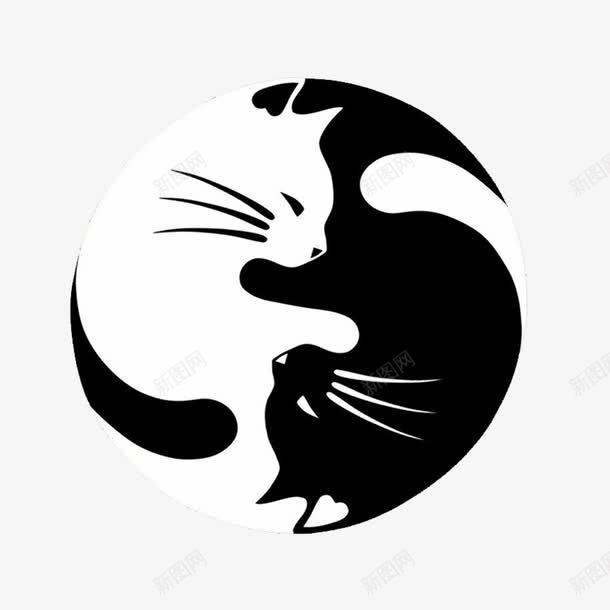 手绘黑白猫抽象png免抠素材_88icon https://88icon.com 创意 变形 抽象画 月亮 现代抽象画 黑白画