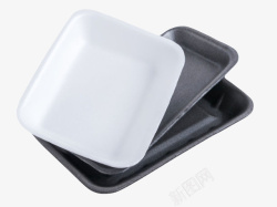 黑白色层叠着的塑料餐具素材