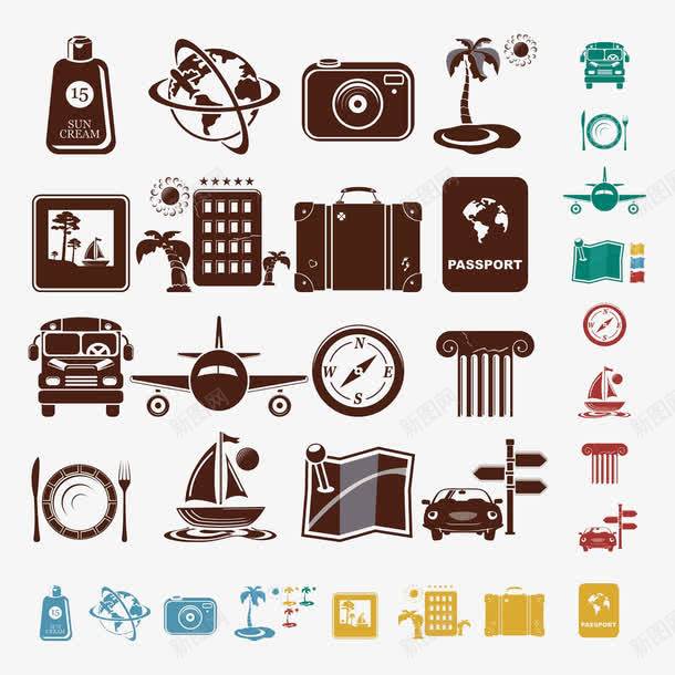 度假住宿必备标志png免抠素材_88icon https://88icon.com 住宿标志 旅游 棕色 电脑 相机 行李箱 闹钟 飞机 餐具