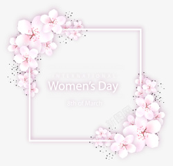 妇女节粉色花朵装饰素材
