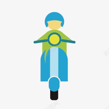 绿色外卖小人摩托车快递图标图标