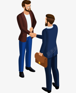 商务谈判手绘卡通商务人物握手谈判高清图片