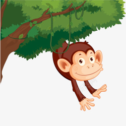 卡通在树上玩耍的猴子矢量图素材