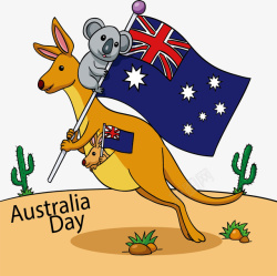 可爱澳大利亚袋鼠考拉矢量图素材