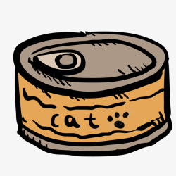 卡通手绘猫咪食物罐头矢量图素材