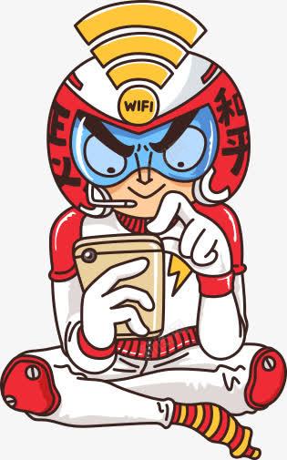 WIFI超人png免抠素材_88icon https://88icon.com WIFI 互联网 卡通超人 玩手机 超人