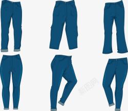 喇叭裤手绘蓝色牛仔裤高清图片