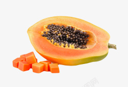 鲜红的果实鲜红的营养被切小块的熟木瓜实物高清图片