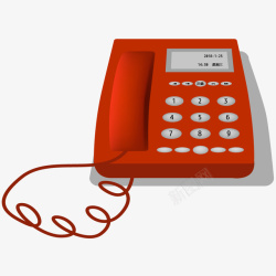 办公电话手绘办公室红色电话插画矢量图高清图片