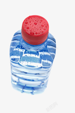 冰冷水珠透明解渴带水珠俯视图塑料瓶饮用高清图片