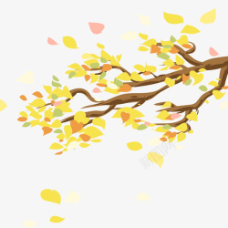卡通手绘立秋节气树叶素材