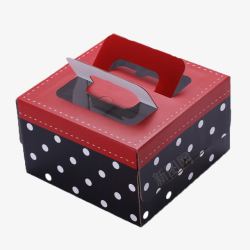 西点盒黑红波点蛋糕盒高清图片