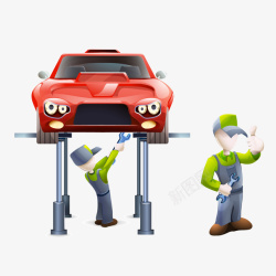 专业维修服务汽车维修工人架起车辆高清图片